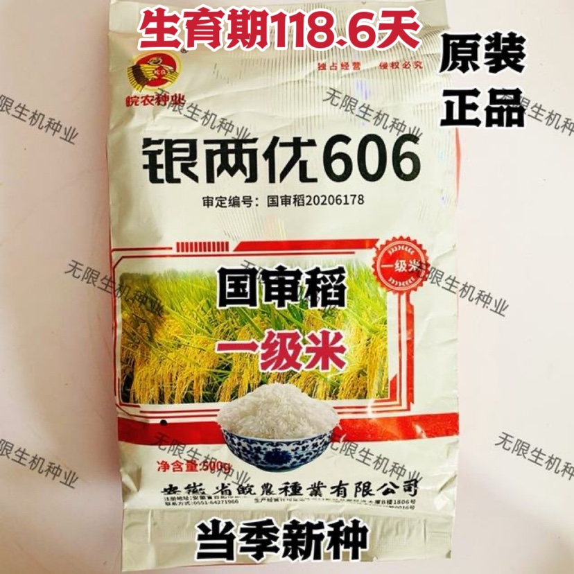 银两优606国审稻杂交水稻种子谷种早熟双季晚稻一级米皖农麦茬稻