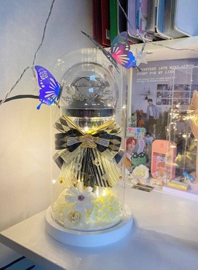 应援棒展示盒装饰玻璃圆形收纳盒