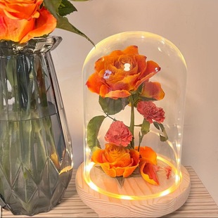 干花保存瓶玻璃罩永生玫瑰鲜花密封罐积木手办防尘透明展示盒摆件