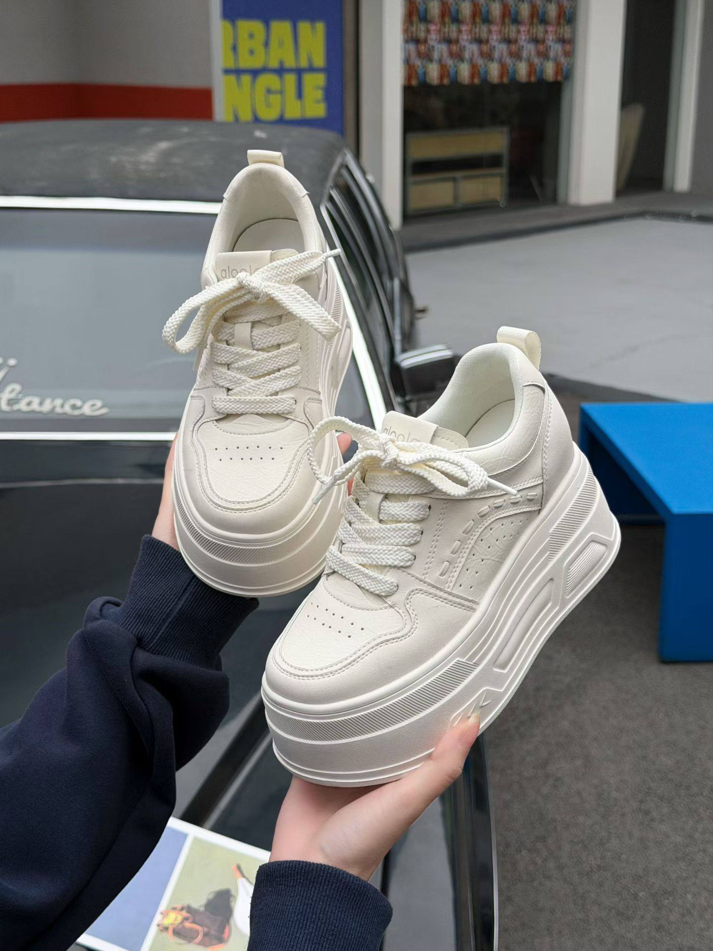 茵茵家2026春秋新款韩版真皮小个子增高厚底小白鞋女轻便休闲板鞋,女鞋,休闲板鞋,淘宝优惠券,粉丝福利购,淘宝优惠卷