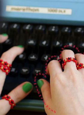 ins网红款自制设计师黑白戒指