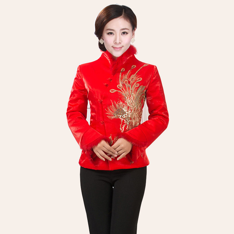 中式复古新款冬装女士唐装喜庆小上衣