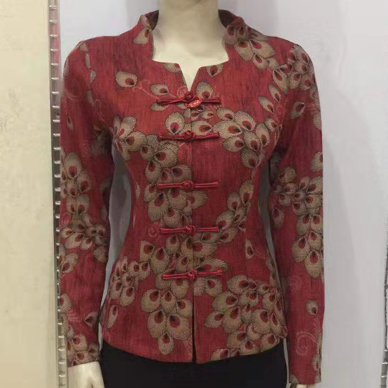 旗袍修身收腰高弹力民族风妈妈装