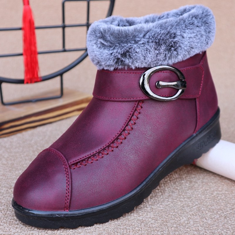 老北京布鞋女冬季加绒加厚保暖棉鞋中老年妈妈鞋防水防滑短靴软底