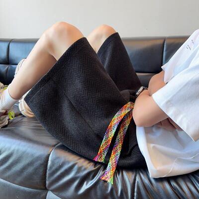 美式复古人字纹短裤男夏