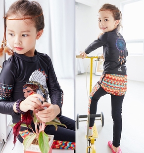 儿童泳衣女童小中大童分体学生防晒速干泳装冲浪桨板游泳长袖长裤