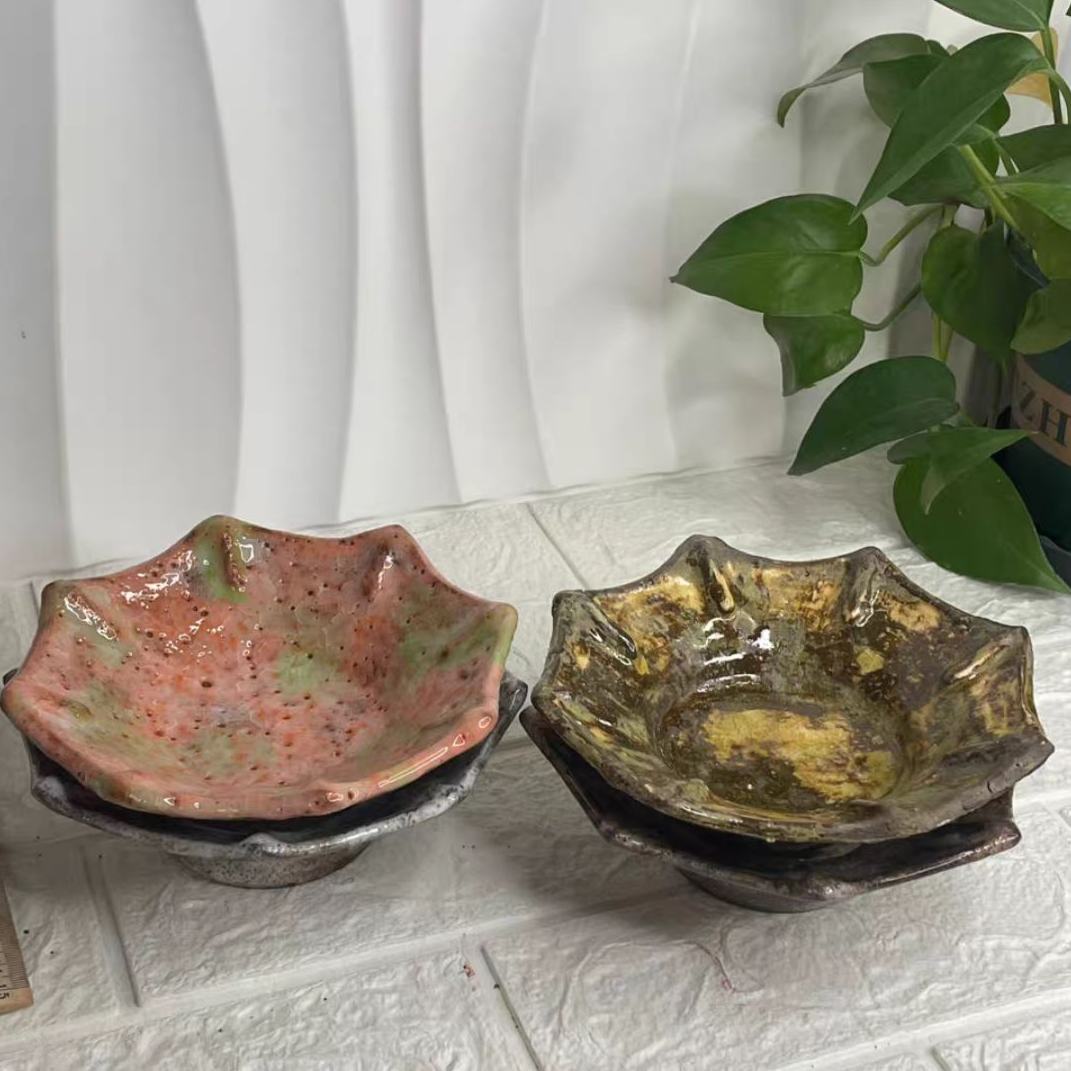 日韩料理陶瓷餐具折边创意刺身拼盘烧鸟烤肉盘水果沙拉八角鲍鱼盘