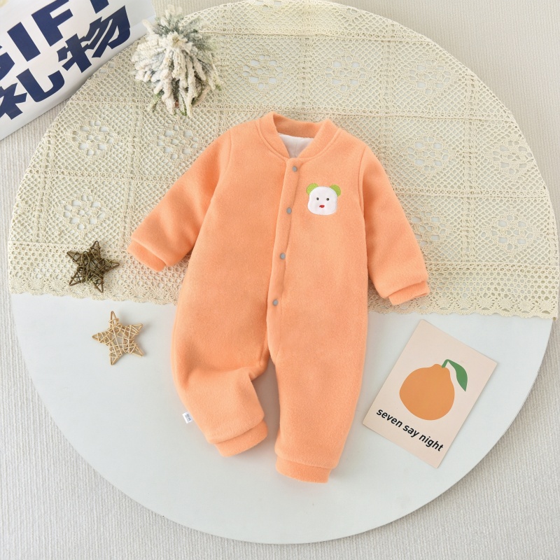 新生婴儿秋冬加薄棉开档连体衣棉服宝宝冬款保暖爬服外出服衣服