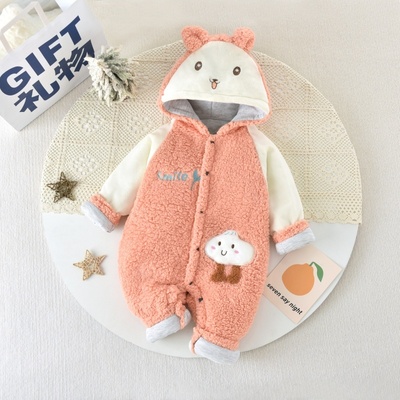 婴儿衣服秋冬装连体衣男女宝宝夹棉外套抱衣冬季薄棉套装外出棉服