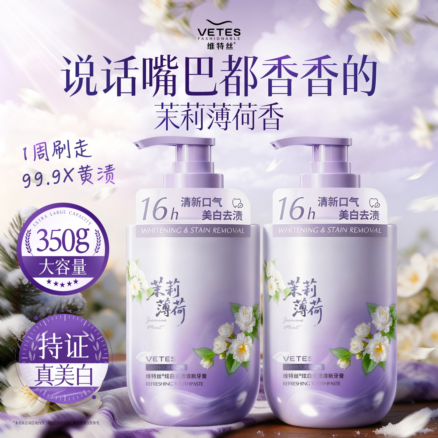 【全网热销1000W+】美白清新牙膏