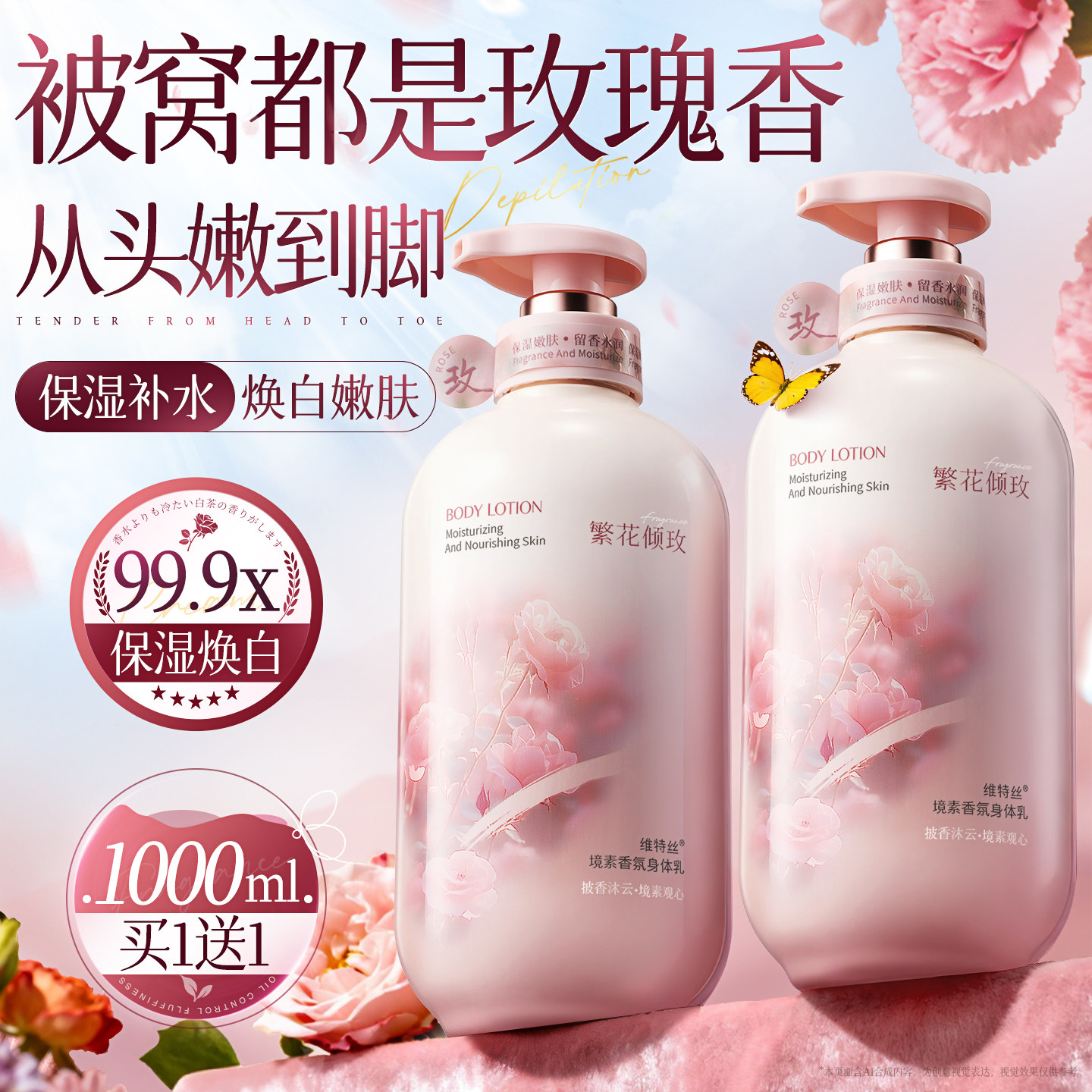 美白身体乳保湿滋润女皮肤干燥止痒持久留香24小时香体正品官方男