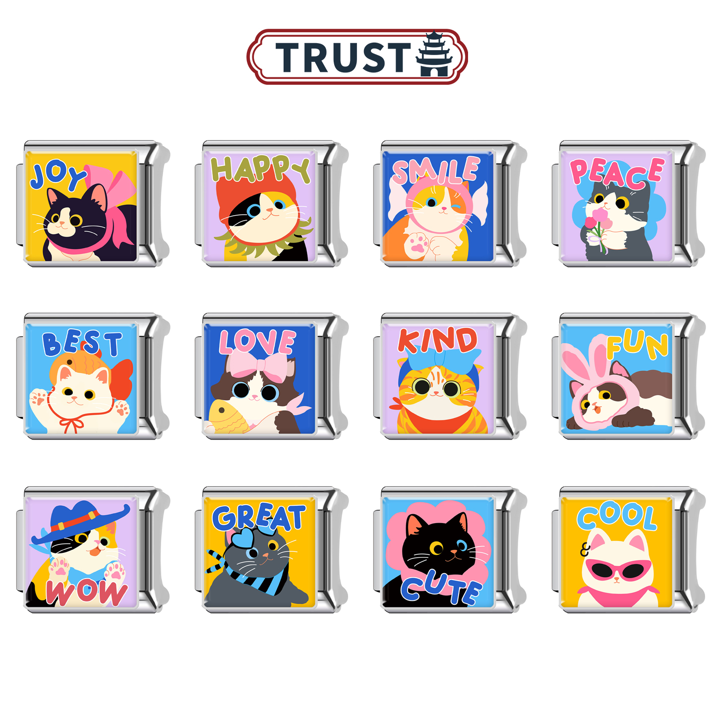 Trusta模块手链英文猫咪