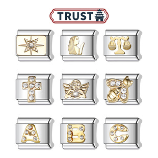 Trusta模块手链DIY单颗星星字母拼接简约小众饰品可拆卸精钢模块