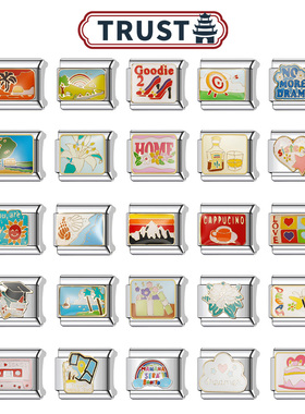 Trusta意大利模块手链小众卡通DIY设计风景爱心花朵可拼接礼物