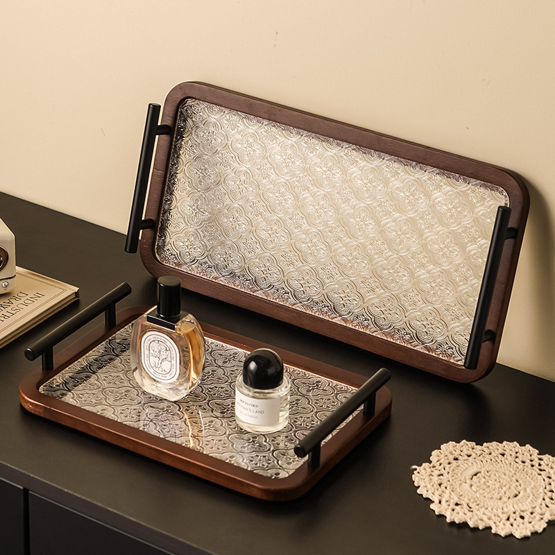 轻奢风香水置物架桌面深色木制