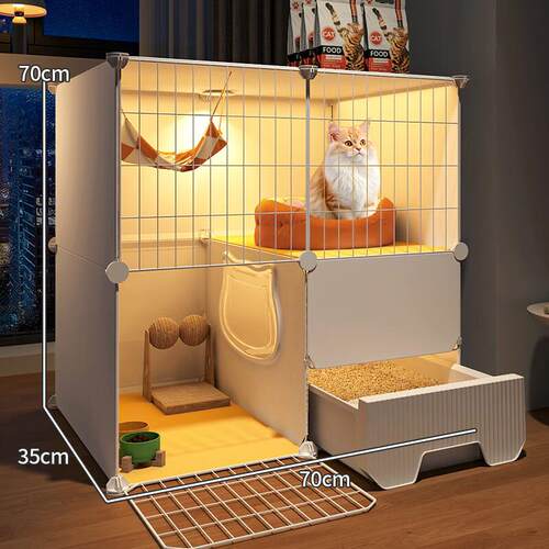 猫笼子猫窝别墅带厕所一体室内带猫砂盆超大号猫窝舍屋猫笼 70*35