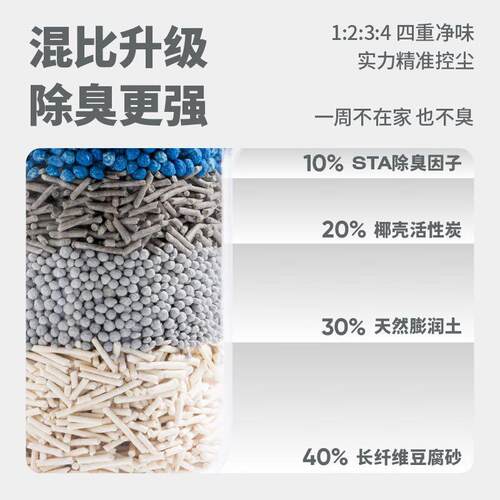 Cator喵彩四重除臭混合猫砂除臭遮臭活性炭猫咪豆腐膨润土猫砂 囤
