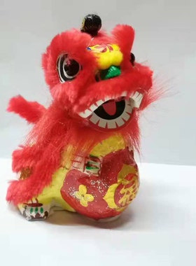 中国风特色手工艺礼品 踩球狮 滚球狮 醒狮 室内车头摆件 绣球狮