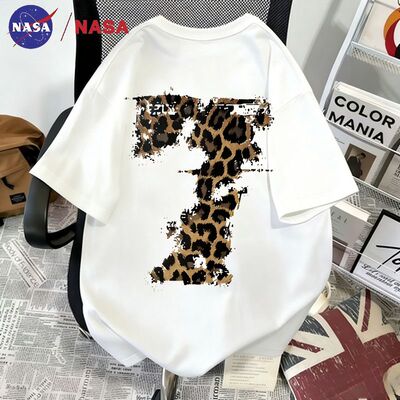 NASA韩系豹纹7印花短袖T恤上衣夏