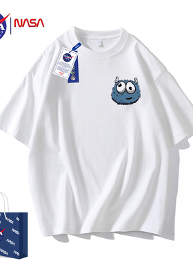 NASA联名黑色短袖t恤女2026新款上衣男士夏季宽松情侣纯棉春秋款
