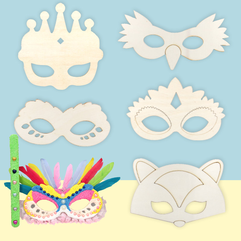 木质白坯皇冠动物万圣节面具超轻粘土儿童手工DIY绘画涂鸦材料,玩具/童车/益智/积木/模型,白模填色/模具彩绘/石膏娃娃,淘宝优惠券,粉丝福利购,淘宝优惠卷