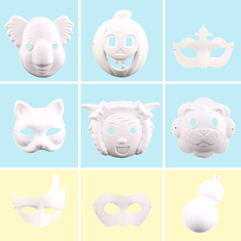 儿童手绘纸浆脸谱面具白色幼儿手工diy绘画涂鸦美羊羊卡通材料