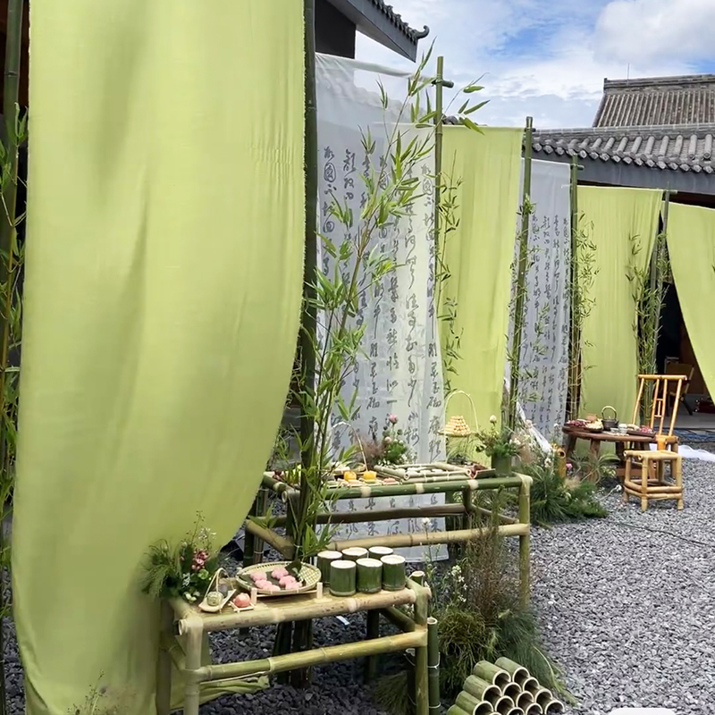 新中式场景布置国风书法纱幔