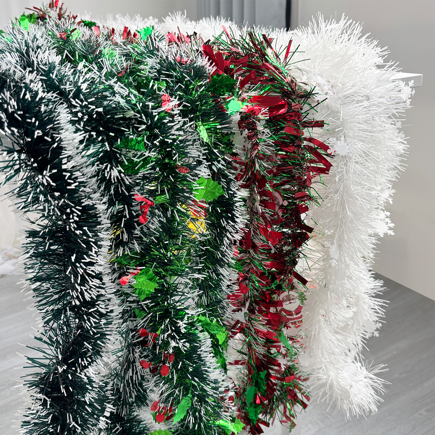 圣诞装饰红绿色毛条彩条拉花彩带