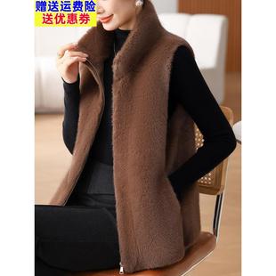 采购产品冬季老人皮草背心，妇女皮草一体背心，母亲的衣服，秋冬