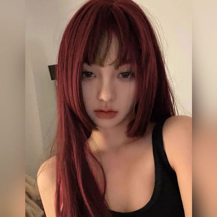 公主切假发女长发女团媚拉海王红棕色长直全头套式姬发lolita日常