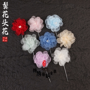 戏曲舞蹈鬓花京剧头面耳边花汉服古装头饰青衣花旦古典头花纱单朵