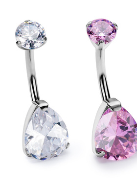 进口钛脐钉粗针彩色植入级别钛合金ASTMF136脐环澳宝锆石养肚脐洞