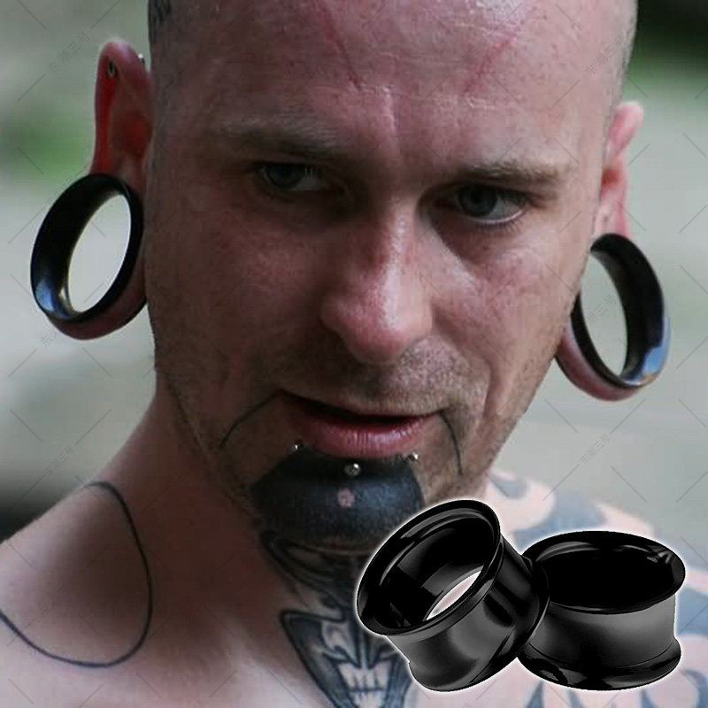 热销正品钛钢耳环黑色滑轮网红扩耳器扩耳器工字管耳扩时尚内牙