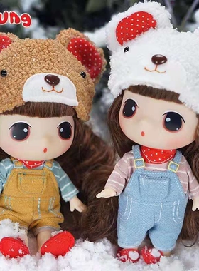 冬己仿真迷你娃娃惊喜小娃娃公主美发可爱玩偶女孩套装玩具可换装