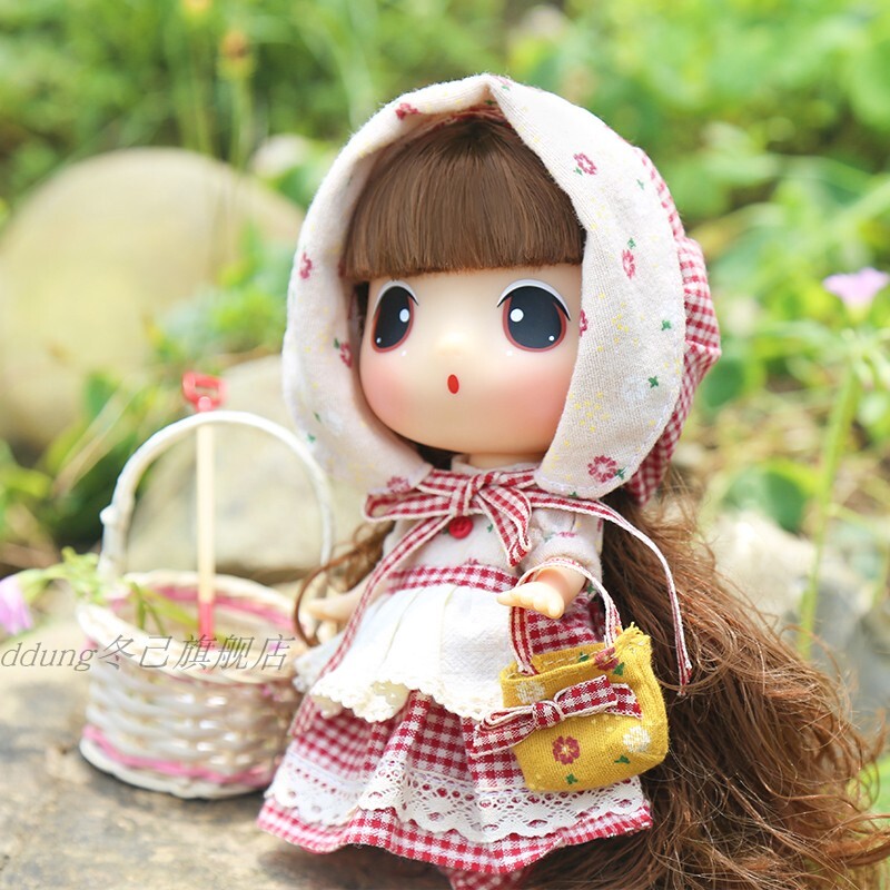 ddung冬己18cm碎花裙田园风娃娃 diy换装冬己娃娃礼盒收藏娃娃