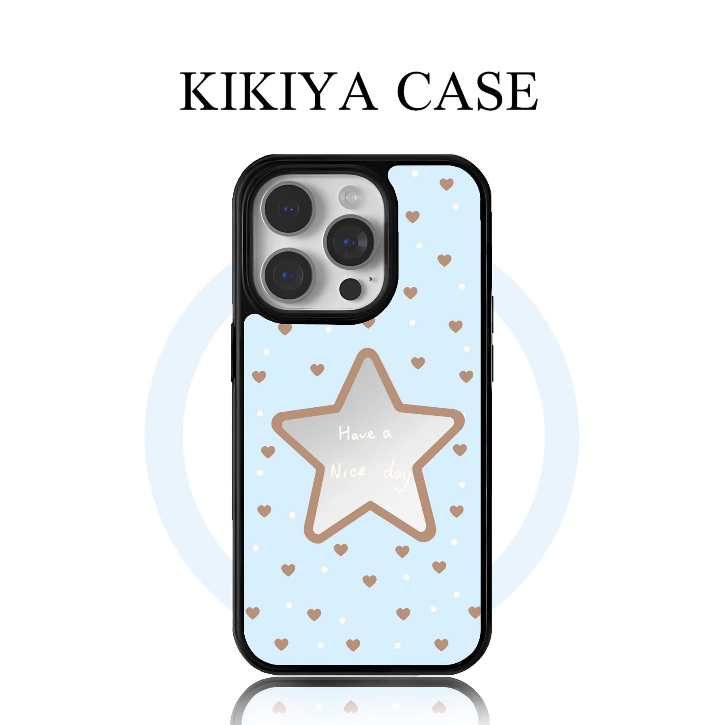 KIKIYA CASE甜星镜叙轻奢镜面手机壳自带化妆镜少女风适配苹果17 16ProMax华为M系列P系列小米17全包防