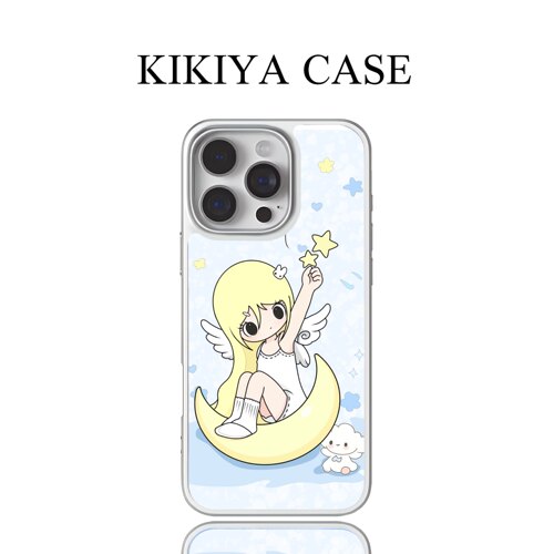 KIKIYACASE原创野有上秋摘星少女华为手机壳治愈卡通适配苹果17ProMax/16华为P70荣耀Magic7甜妹网红玻璃防摔