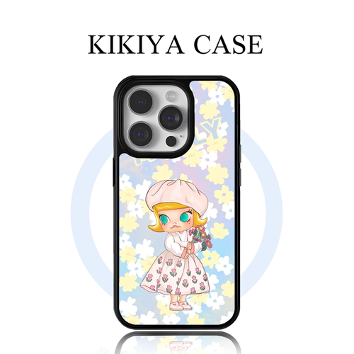 KIKIya正版画风泡泡玛特Molly少女手机壳苹果16Pro三星S25Ultra小米14碎花全包边框防指纹轻奢高级网红手机壳