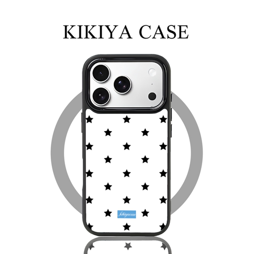 KIKIYACASE星点简序黑白简约手机壳轻奢极简大视窗全包小众百搭适配苹果17ProMax 16Pro小米14通勤爆款保护壳