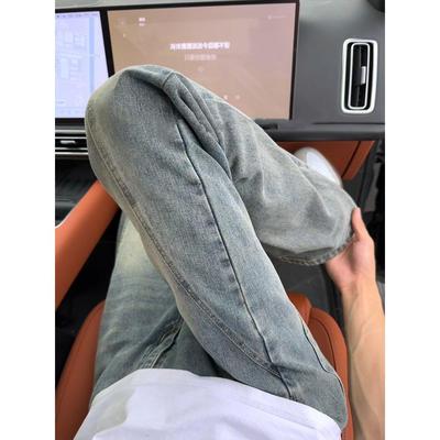美式复古小众设计感牛仔裤男秋季提档痞帅vibe裤子修身直筒微喇裤