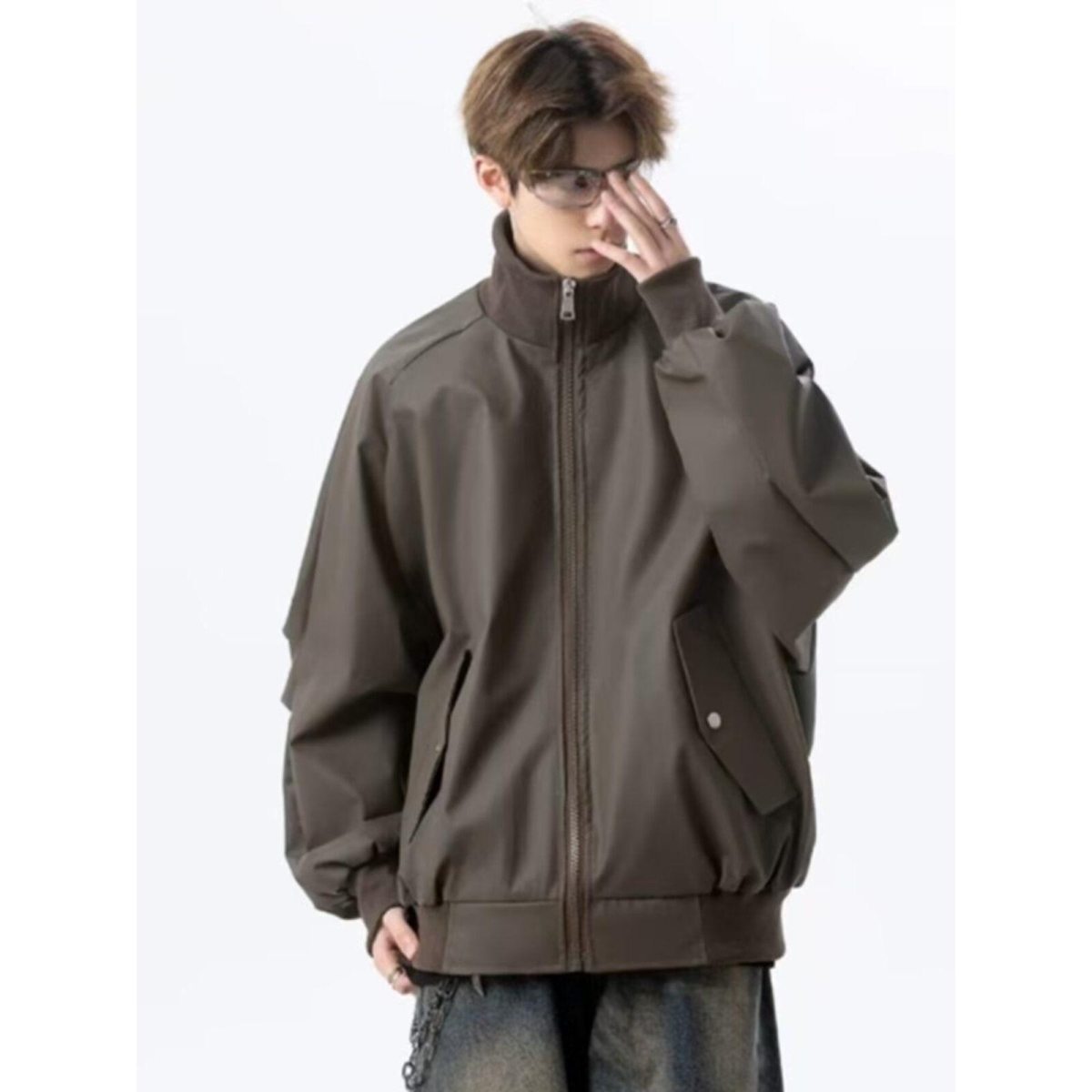 2024秋季新款皮衣男士外套潮流百搭修身薄款加绒机车服皮夹克男装