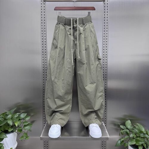 轻奢日系宽松阔腿工装裤男士2026夏季潮牌户外休闲速干直筒弯刀裤