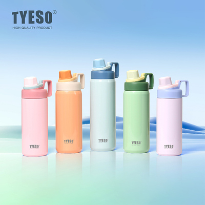 TYESO泰硕保温杯新款304不锈钢大容量运动水杯户外炫彩手提保冷杯