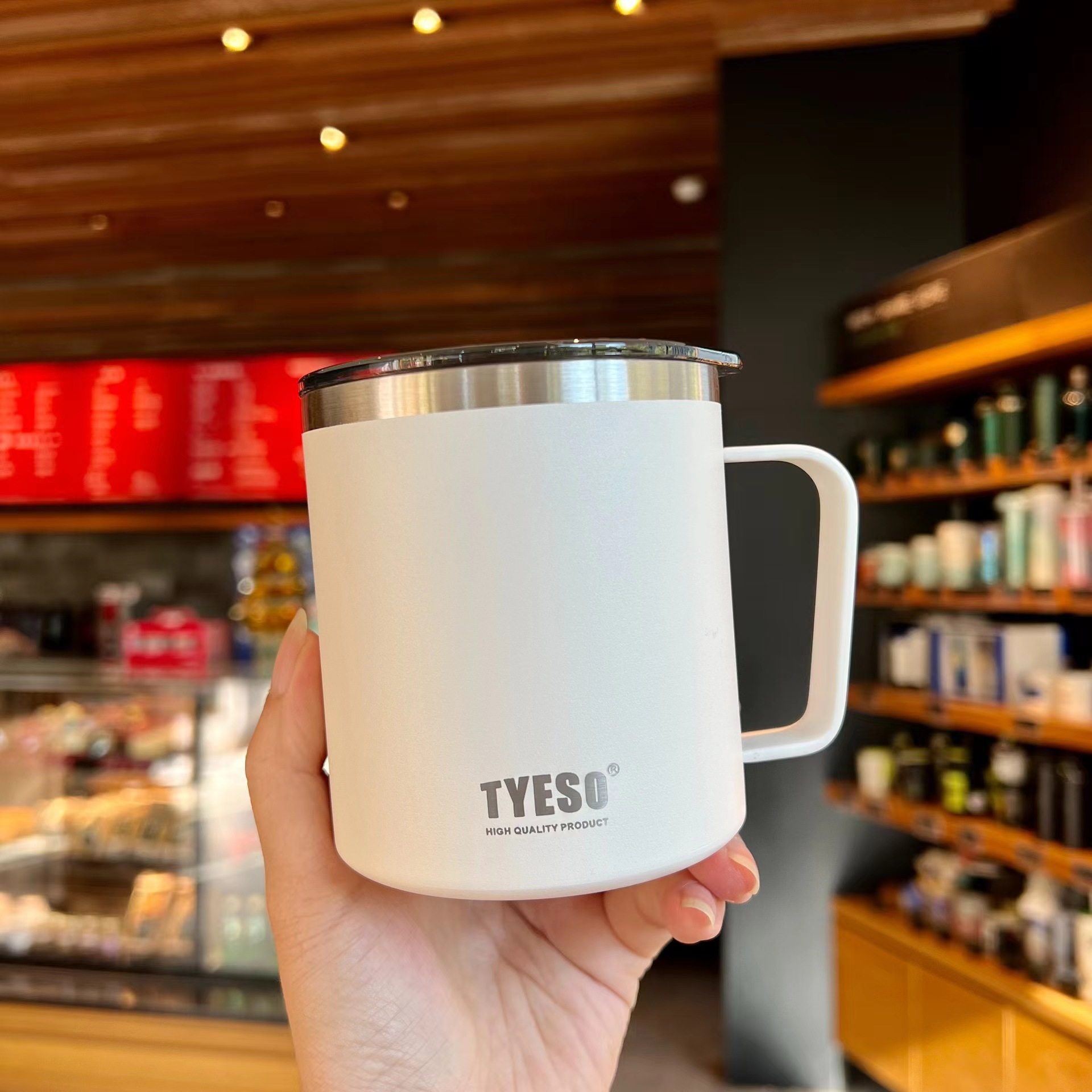 创意大容量马克杯带盖男304不锈钢咖啡杯简约女办公室水杯子