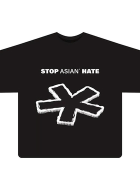 KINETIC 24ss原创黑色STOP发泡印花短袖 美式潮流男宽松小领口TEE