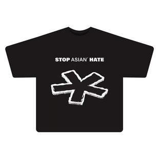 潮流男宽松小领口TEE 美式 KINETIC 24ss原创黑色STOP发泡印花短袖