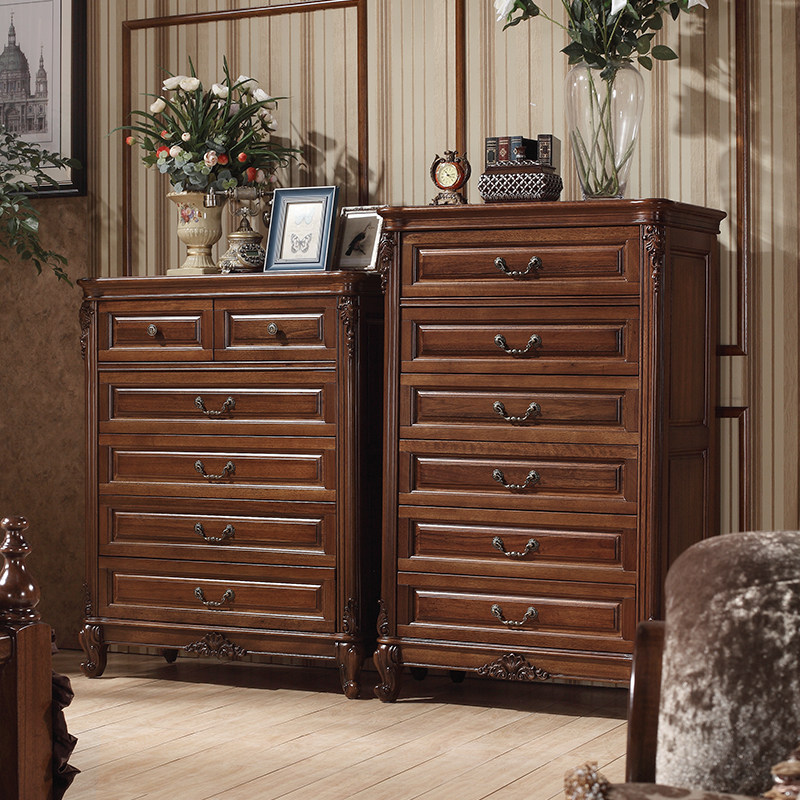 美式黑胡桃木六斗柜卧室收纳柜子纯实木客厅家具储物抽屉柜大斗橱
