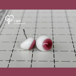 小森林◉搞怪三色怪物眼艺术家ooak娃帽布艺关节玩偶泰迪熊玻璃眼