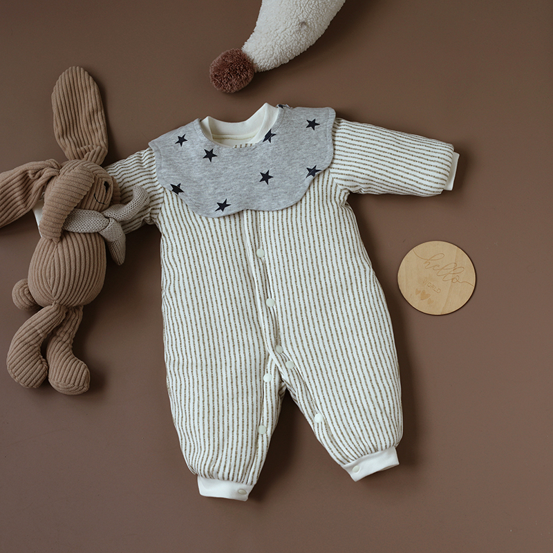 婴姿婴儿连体衣秋冬季加厚保暖