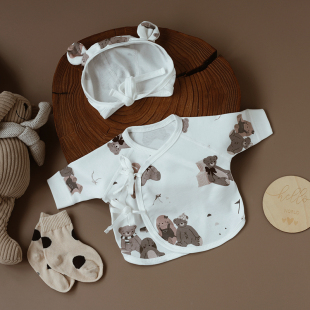 婴姿新生婴儿儿衣服半背衣春秋季 初生宝宝纯棉上衣产房和尚服 52码